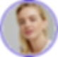 Circular avatar with model portrait shot.