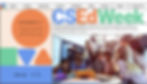 The CSEd Week site. The featured image shows an educator with a group of children gathered around a desk.