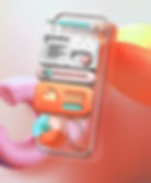 A 3D illustration of a mobile phone at an angle and floating in space. Each widget hovers slightly in front of the phone's screen. Two abstract shapes float in the background.